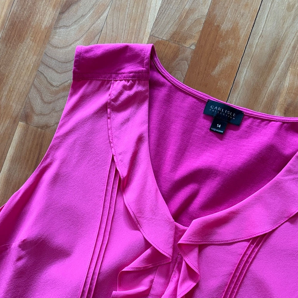 Carlisle Fuchsia Ruffle Tank Top - Picture 3 of 9